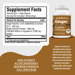 Ginger Capsules - ZingiberOfficinale - 1.5% Gingerols - Extract Ratio 6:1 - 90 Vege Capsules - 700 mg each