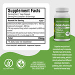 Gokshura Capsules - Tribulus Terrestris - 40% Saponin - Extract Ratio 10:1 - 60 Vege Capsules - 750 mg each