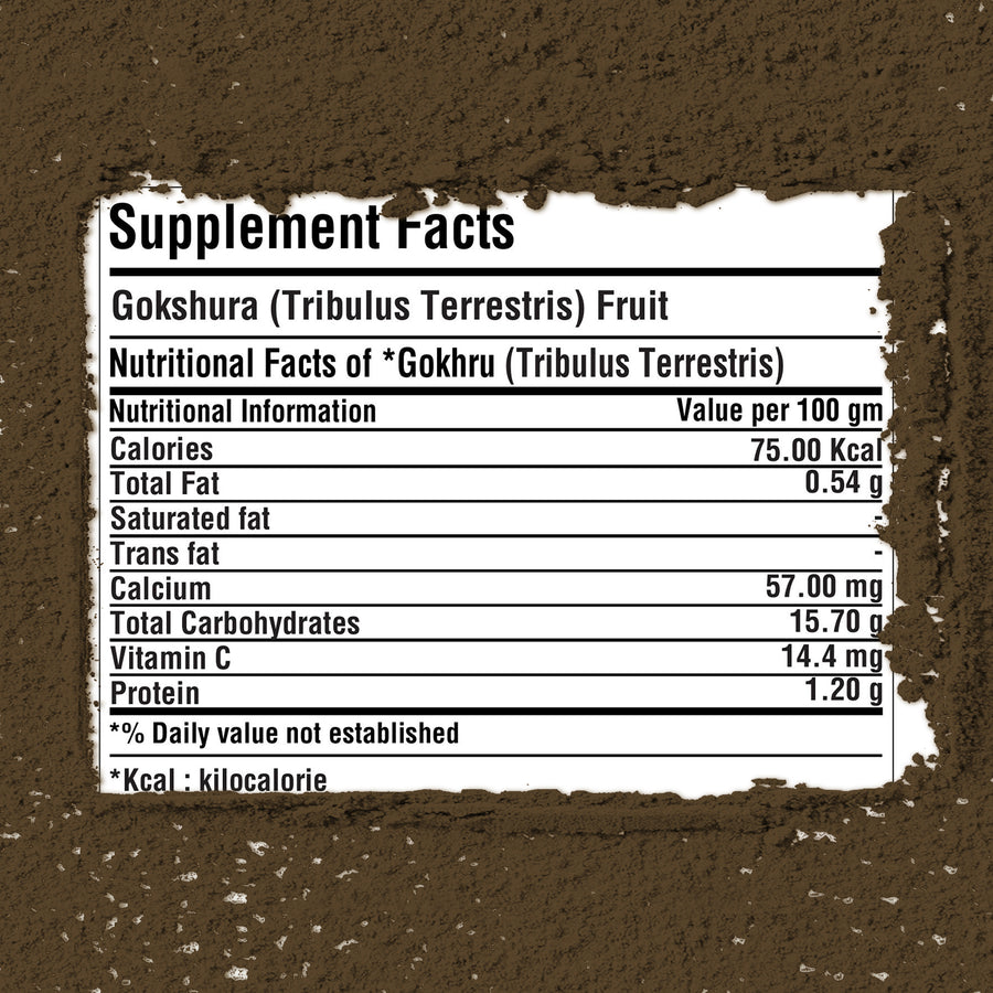 Gokshura Powder (Tribulus Terrestris) - Non GMO - Vegan - (454Gms - 1LBS)