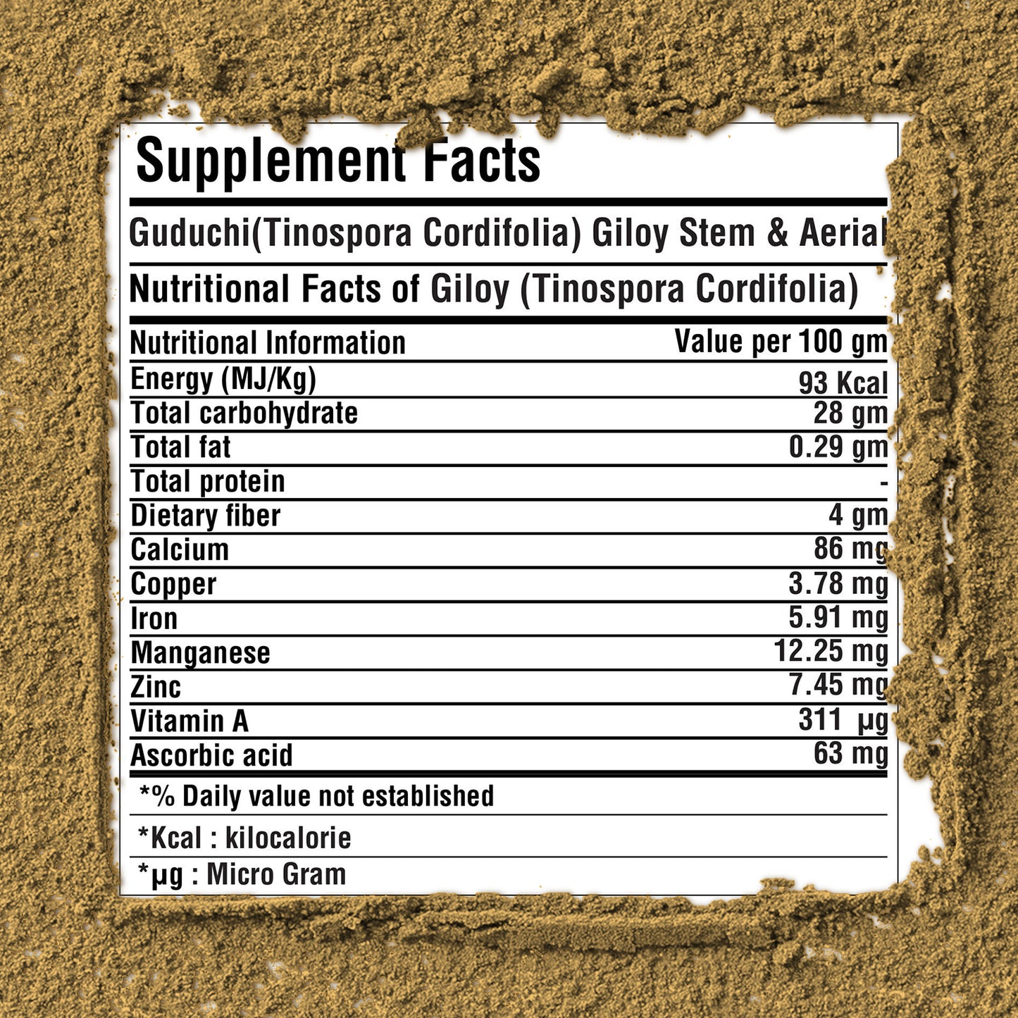 Guduchi Powder – (Tinospora Cordifolia) – Non GMO - Vegan - 454Gms - 1LBS