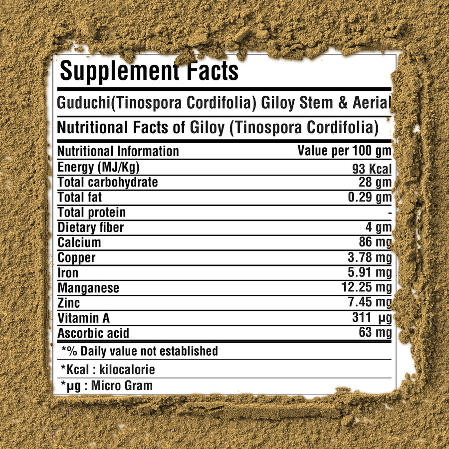Guduchi Powder – (Tinospora Cordifolia) – Non GMO - Vegan - 454Gms - 1LBS