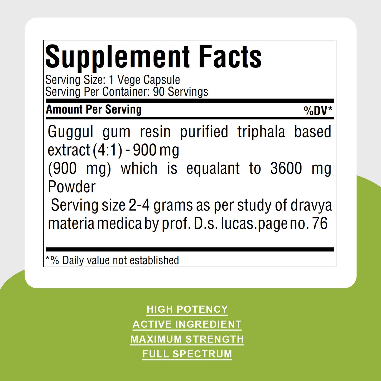 Shudh Guggul Capsules – Commiphora Wightii - 90 Vege Capsules - 900 mg each