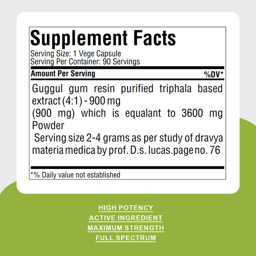 Shudh Guggul Capsules – Commiphora Wightii - 90 Vege Capsules - 900 mg each