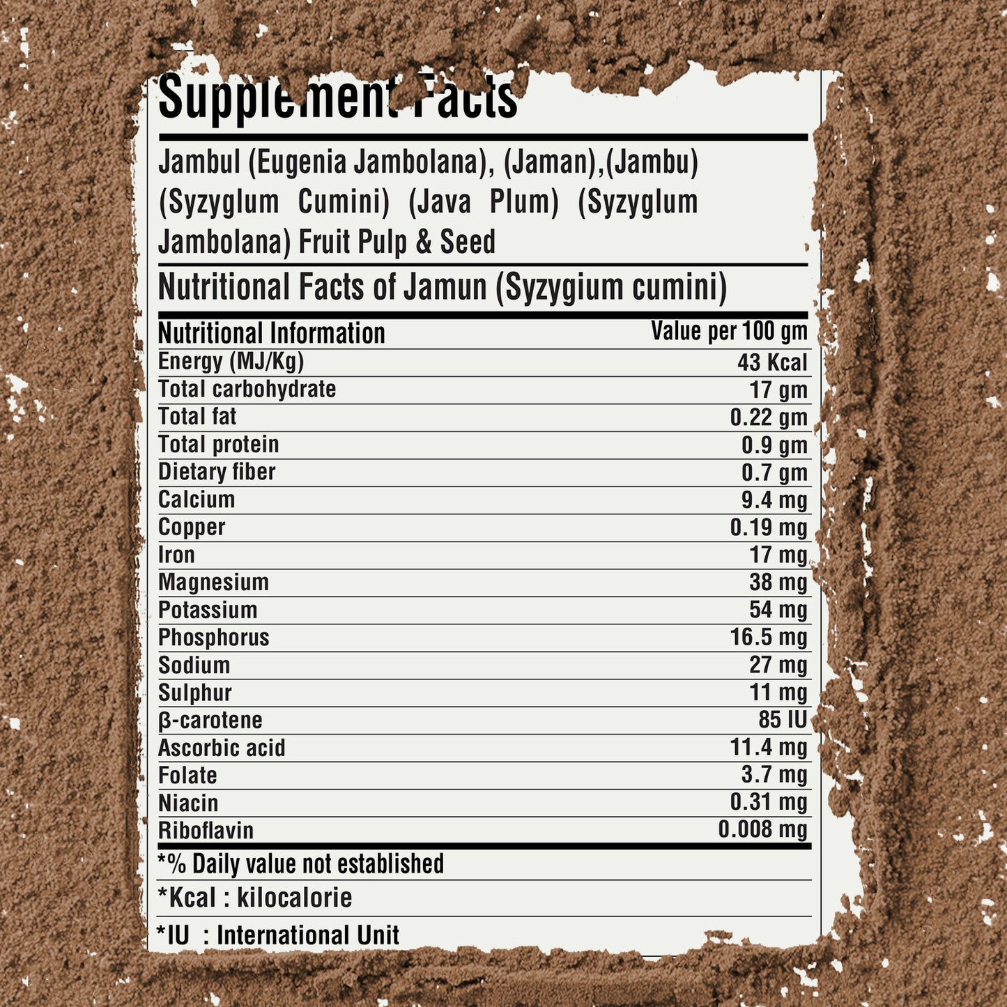 Jambul Powder - (Eugenia jambolana) - Non GMO - Vegan - (230Gms - ½ LBS)
