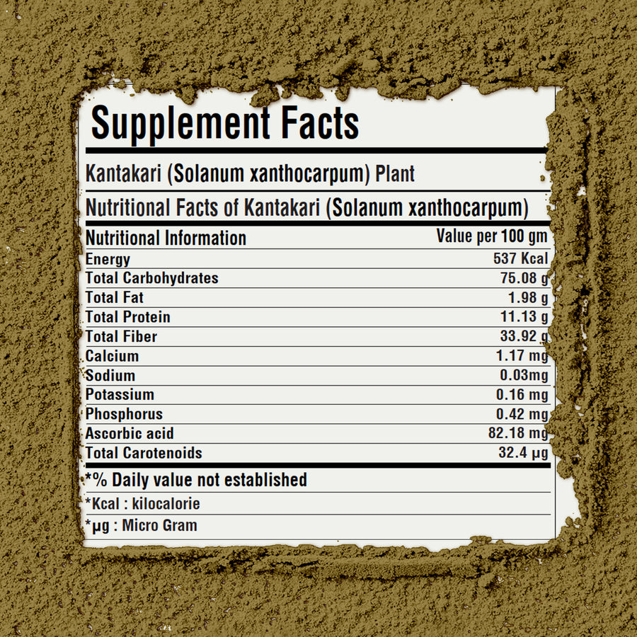 Kantakari Powder (Solanum xanthocarpum ) - Non GMO - Vegan - (454 Gms - 1LBS)