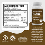 Kutki Capsules - Picrohiza Kurroa - 7% Kutkin - Extract Ratio 5:1 - 60 Vege Capsules - 800 mg each