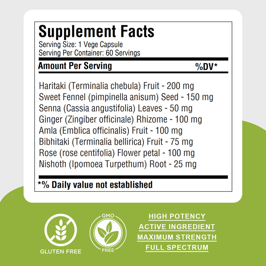 Laxa Mild - Ayurvedic Herbal Supplement – 60 Vege Capsules – 800 Mg Each