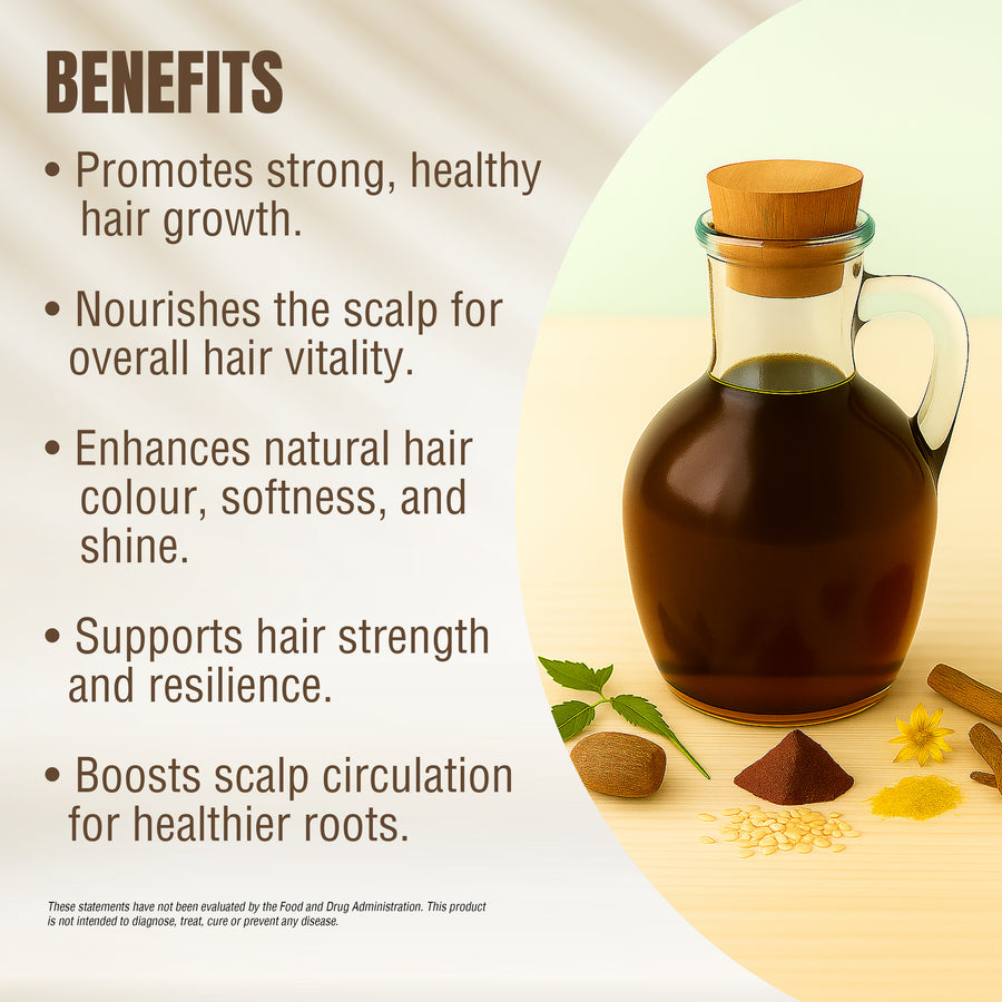 Maha Bhringraj Oil - Processed with Sesame Oil - Cold pressed and double filtered in Muslin cloth - 210 ml