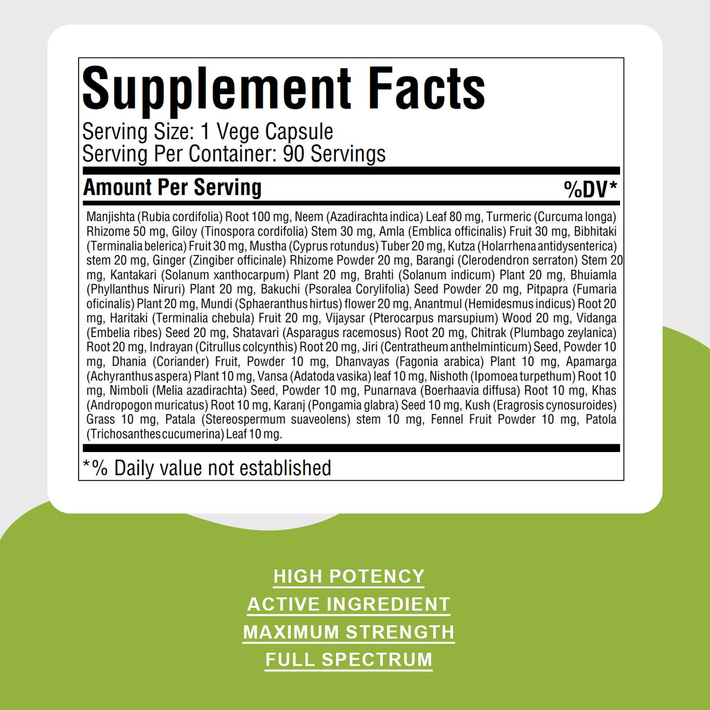 Maha Manjishtadi Kwath - Ayurvedic Herbal Supplement - 90 Vege Capsules - 800 Mg Each