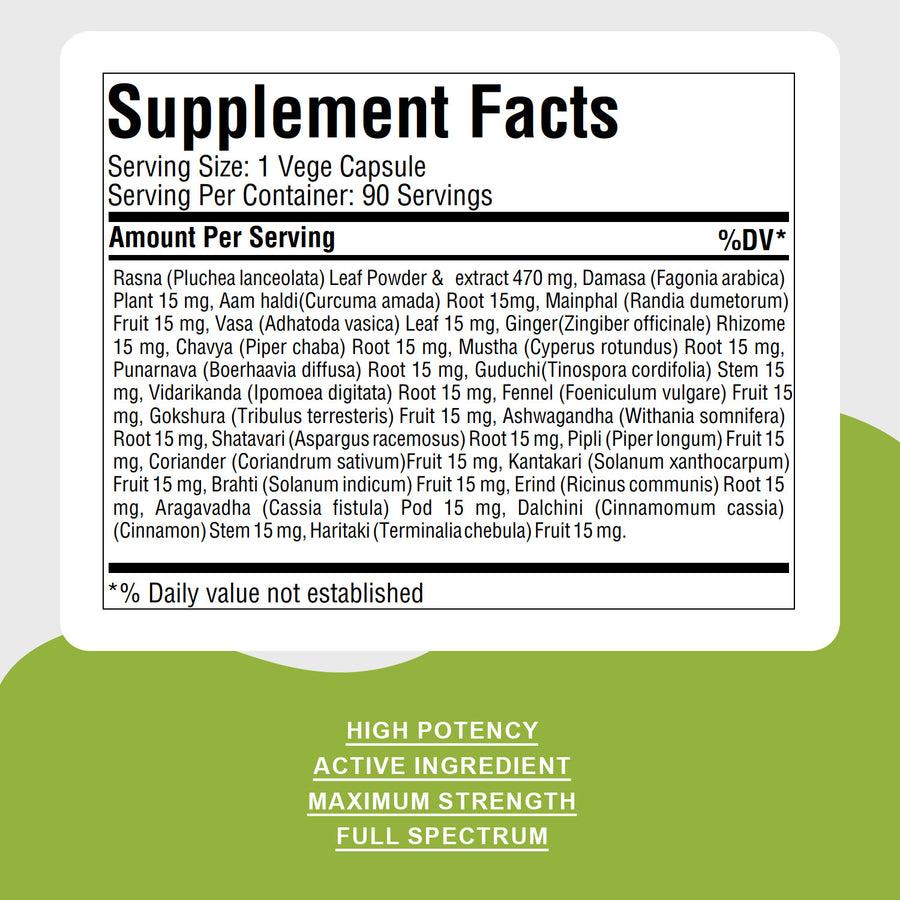 Maharasnadi Kwath - Ayurvedic Herbal Supplement - 90 Vege Capsules - 800 Mg Each