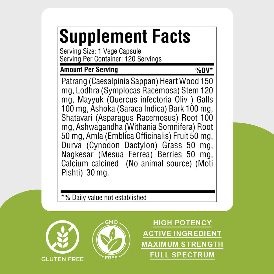 Menopause Health - Ayurvedic Herbal Supplement – 120 Vege Capsules – 800 Mg Each