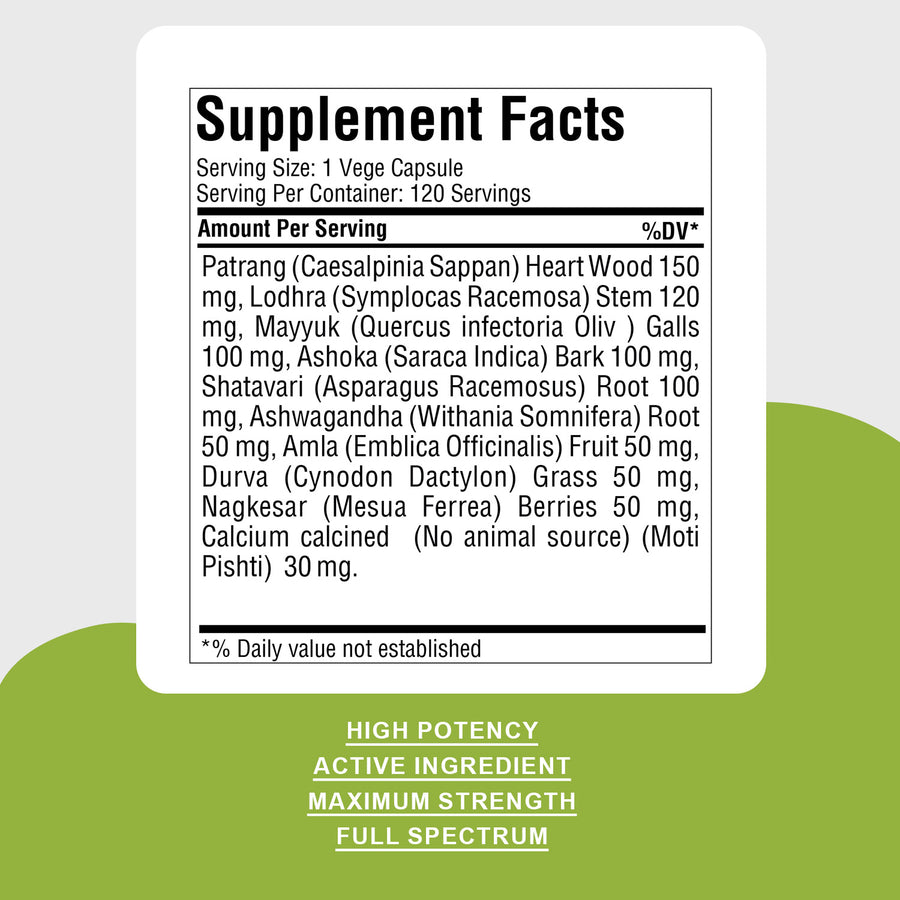 Menopause Health - Ayurvedic Herbal Supplement – 120 Vege Capsules – 800 Mg Each