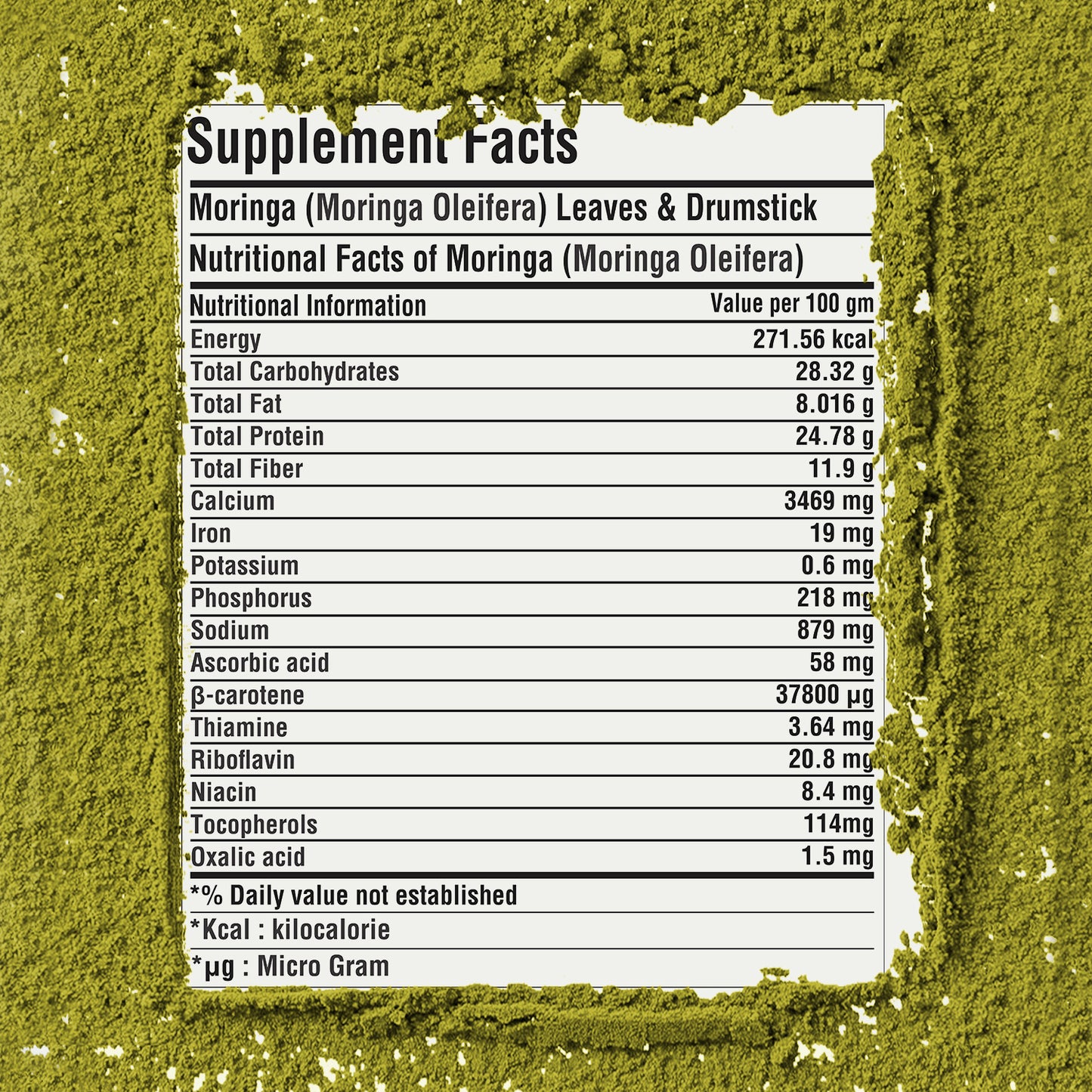Moringa Powder (Moringa Oleifera) - Non GMO - Vegan - (230 Gms - ½ LBS)