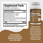 Mucuna Capsules - Mucuna Pruriens - 30% - Extract Ratio 15:1 - 60 Vege Capsules - 840 mg each