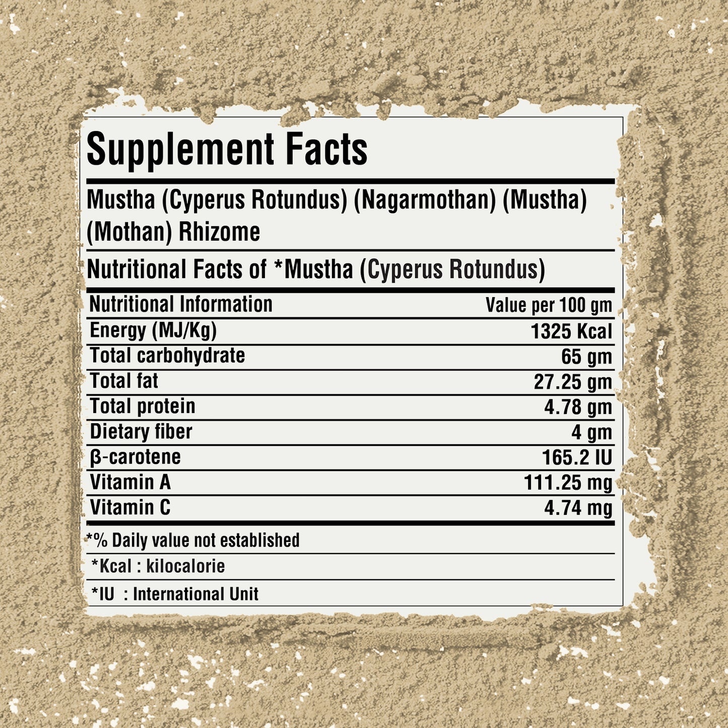 Mustha Powder (Cyperus Rotundus) - Non GMO - Vegan - (454 Gms - 1LBS)