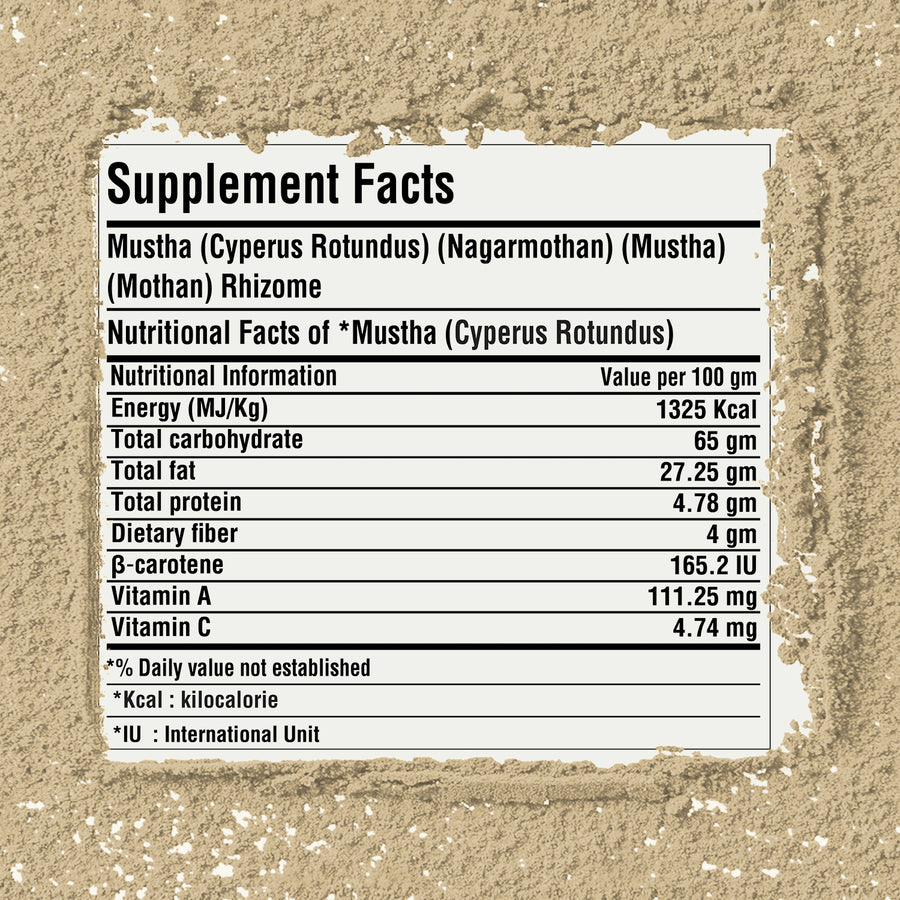 Mustha Powder (Cyperus Rotundus) - Non GMO - Vegan - (454 Gms - 1LBS)
