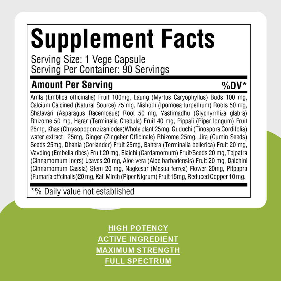 Netacid Capsules - Ayurvedic Herbal Supplement – 90 Vege Capsules – 800 Mg Each