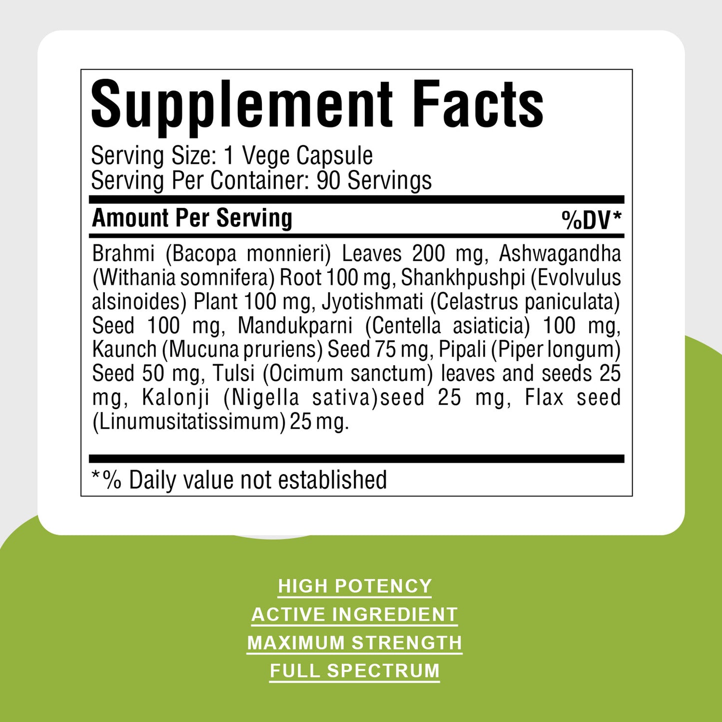 Omega Mind Capsules - Ayurvedic Herbal Supplement – 90 Vege Capsules – 800 Mg Each