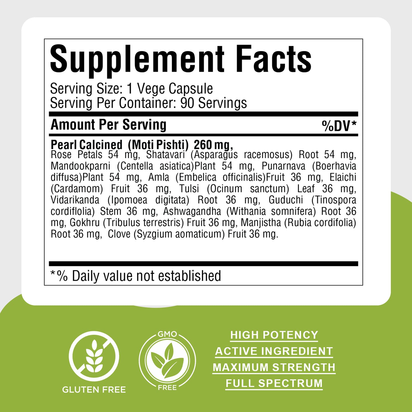 Pearl Calcine Capsules - Ayurvedic Herbal Supplement (90 Vege Capsules – 800 Mg Each)