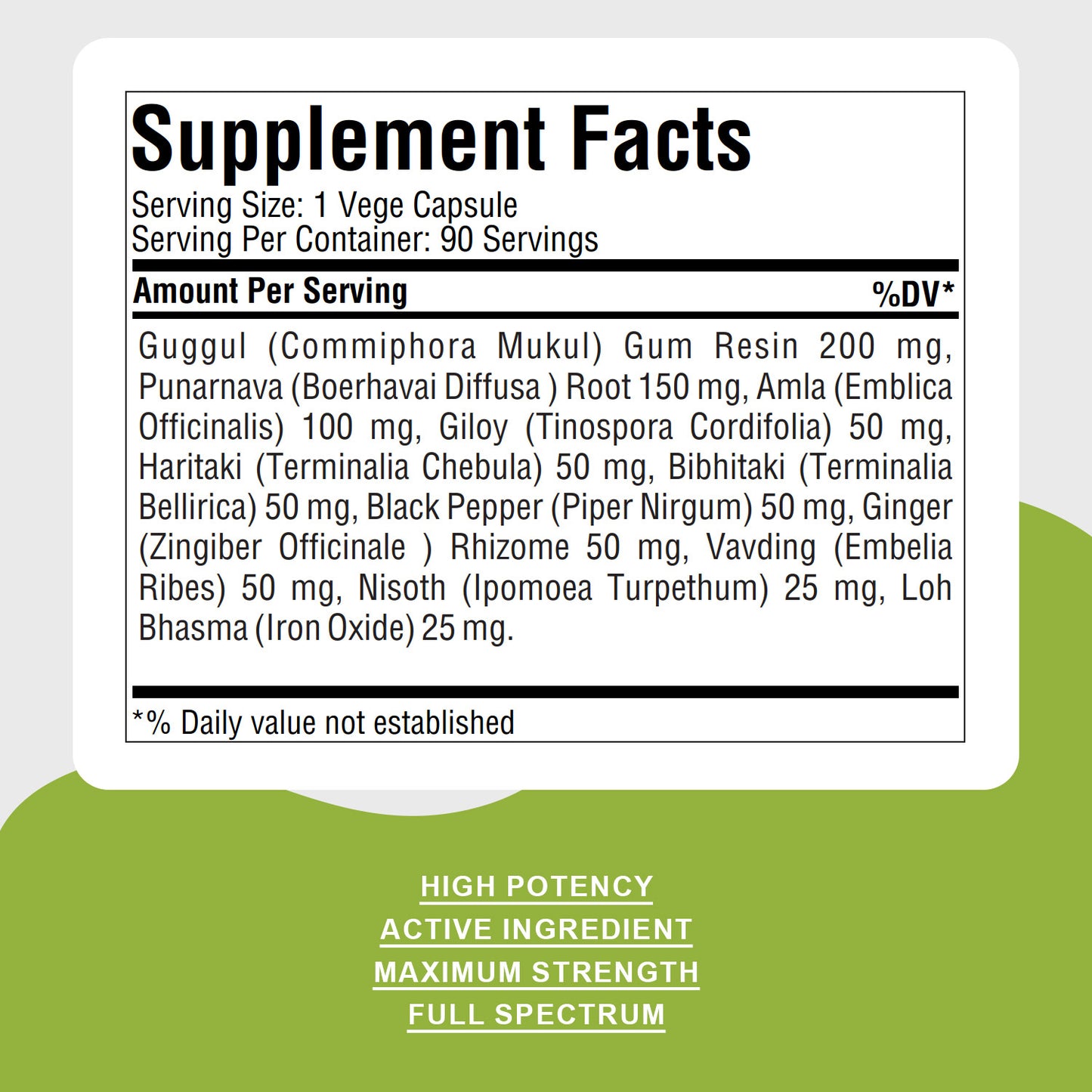Punarnavadi Guggulu - Ayurvedic Herbal Supplement - 90 Vege Capsules - 800 Mg Each