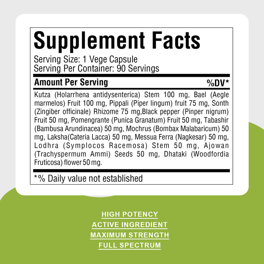 Stomach D Capsules - Ayurvedic Herbal Supplement (90 Vege Capsules – 800 Mg Each)