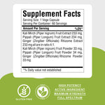 Trikatu Capsules - Ayurvedic Herbal Supplement – 60 Vege Capsules – 800 Mg Each