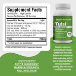 Tulsi Capsules – Ocimum Sanctum - 2% ursolic acid - Extract Ratio 10:1 - 60 Vege Capsules - 750 mg each