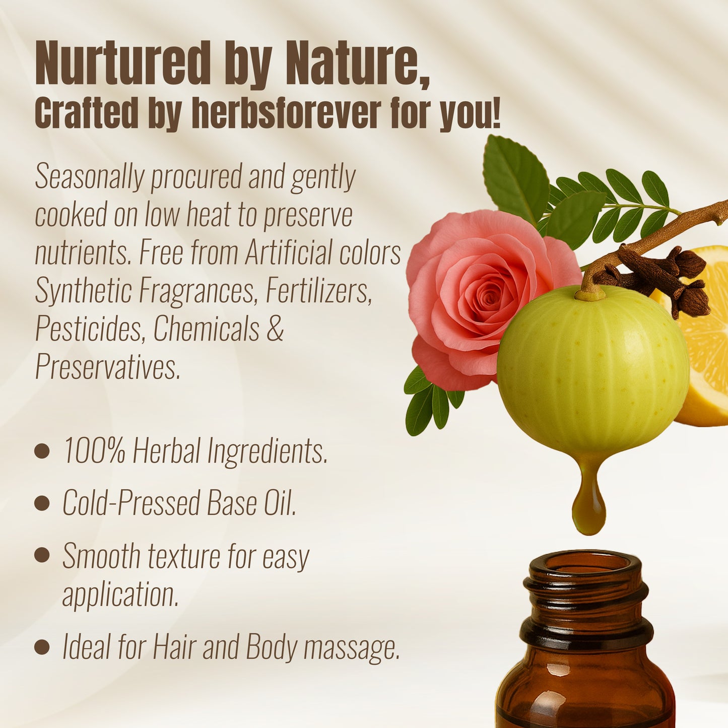 Brahmi Amla Oil - Processed with Sesame Oil - Cold pressed and double filtered in Muslin cloth - 210 ml