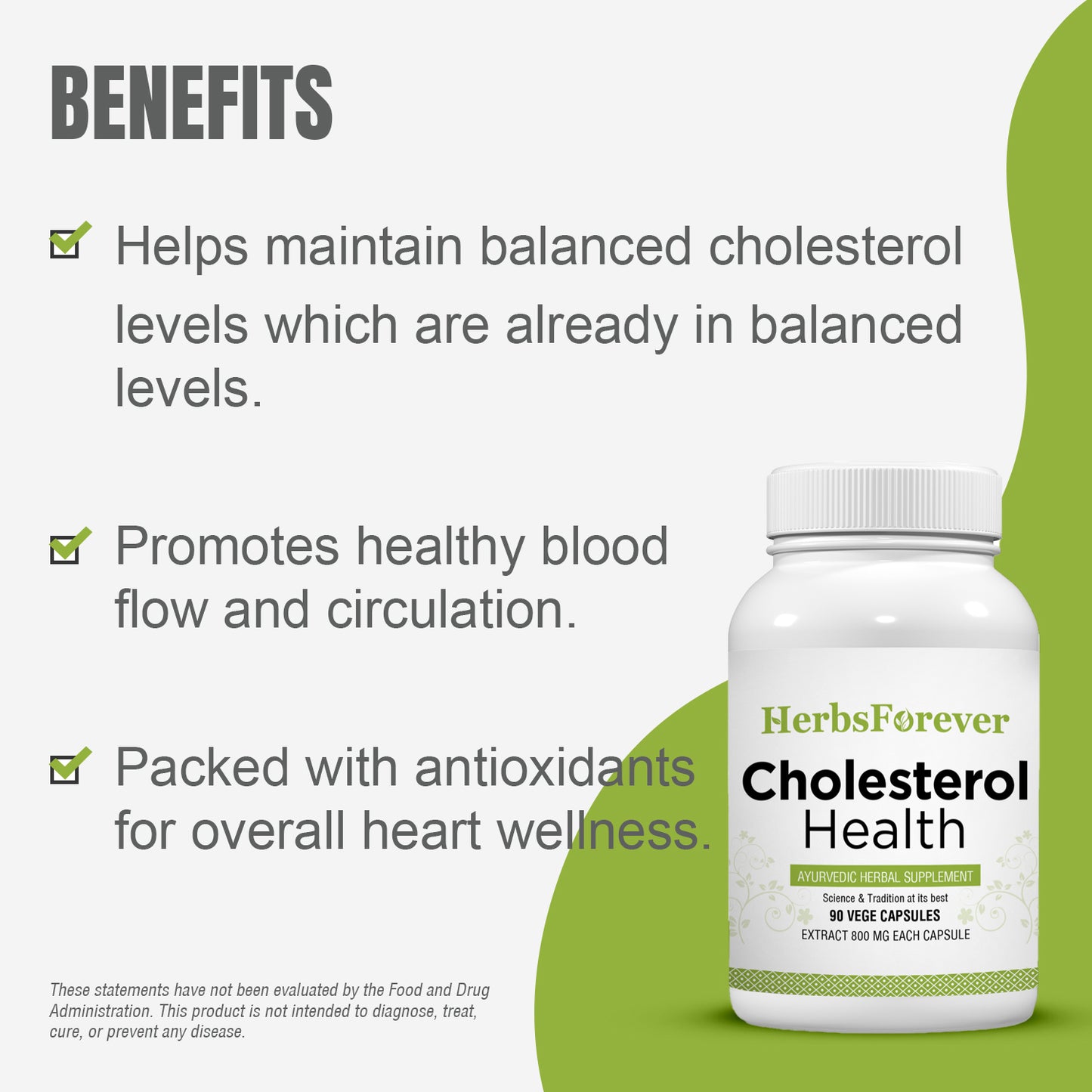 Cholesterol Health - Ayurvedic Herbal Supplement – 90 Vege Capsules – 800 Mg Each