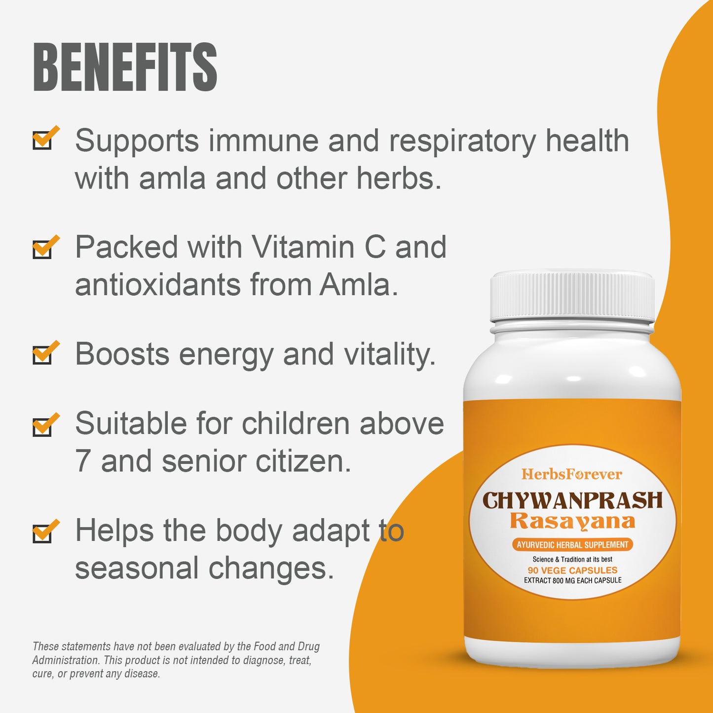Chywanprash Capsules - Ayurvedic Herbal Supplement – 90 Vege Capsules – 800 Mg Each