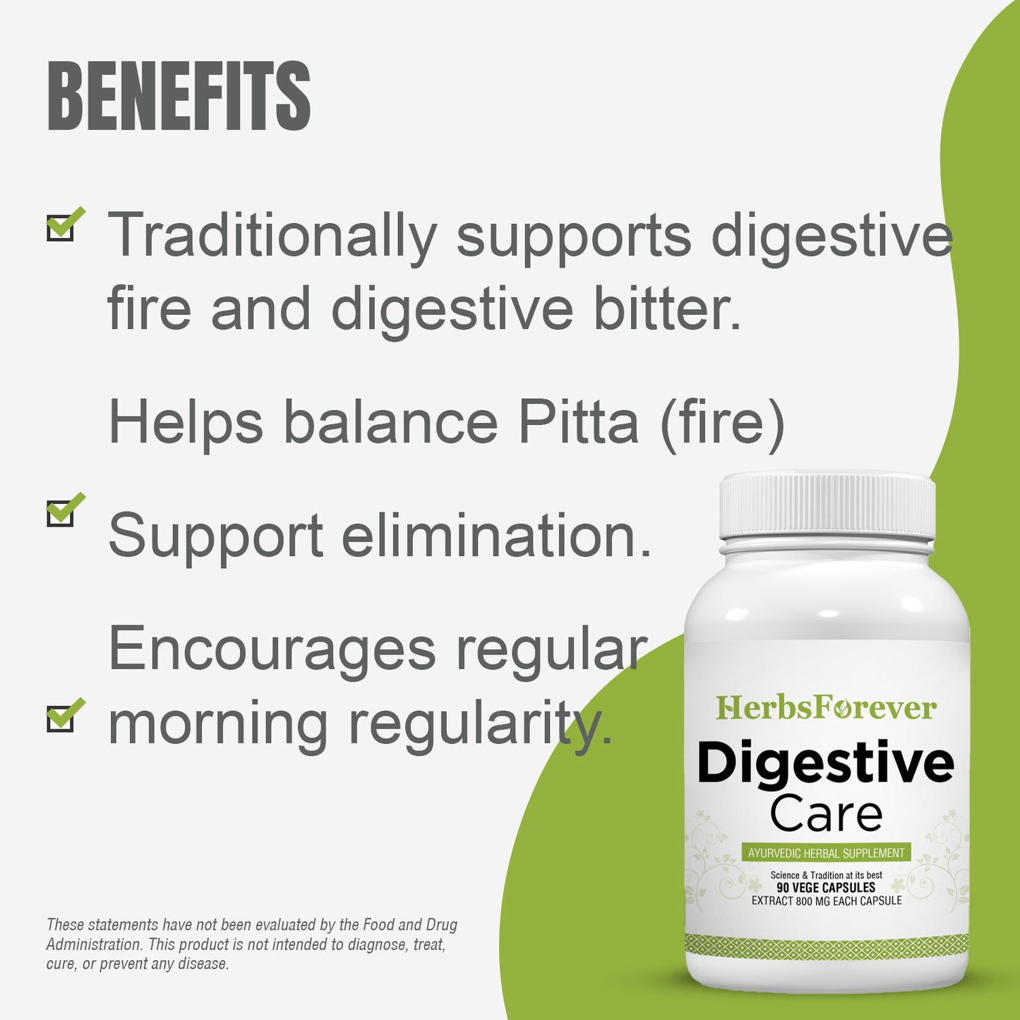Digestive Care Capsules - Ayurvedic Herbal Supplement – 90 Vege Capsules – 800 Mg Each