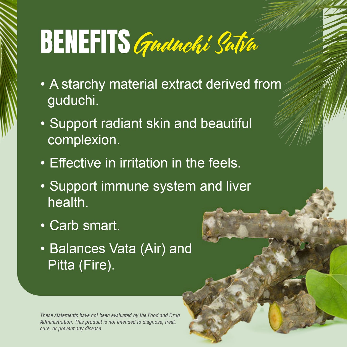 Guduchi Satva Capsules – Tinospora Cordifolia - (Water based Extract) 10:1 - 90 Vege Capsules - 800 mg each