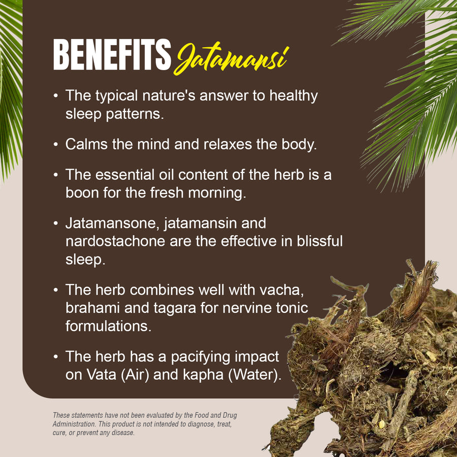Jatamansi Capsules – Nardostachys Jatamansi - 2% to 2.5% Jatamansone - Extract Ratio 6:1 - 60 Vege Capsules - 800 mg each