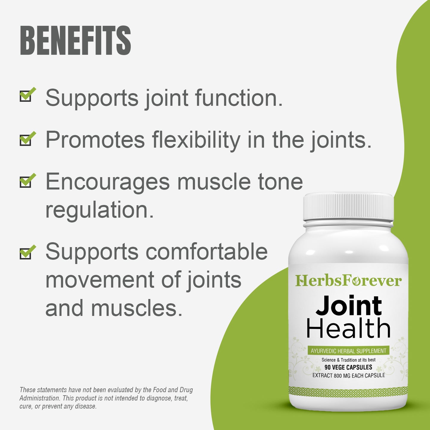 Joint Health Capsules - Ayurvedic Herbal Supplement - 90 Vege Capsules, 800 mg each