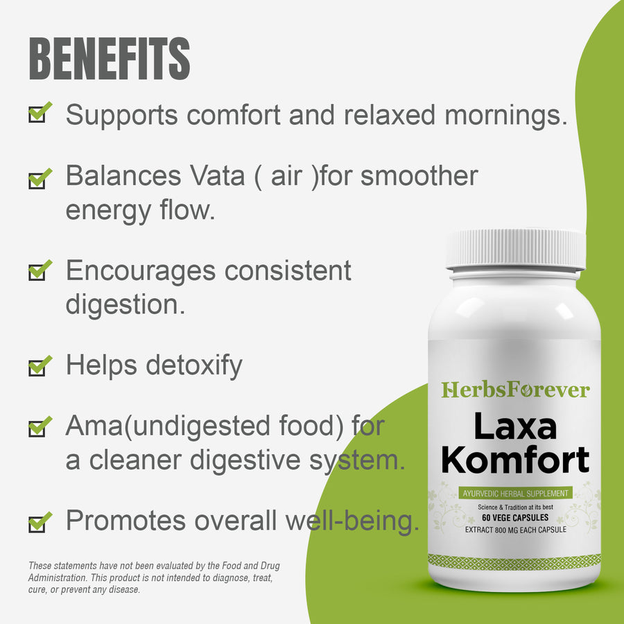 Laxa Komfort - Ayurvedic Herbal Supplement – 60 Vege Capsules – 800 Mg Each