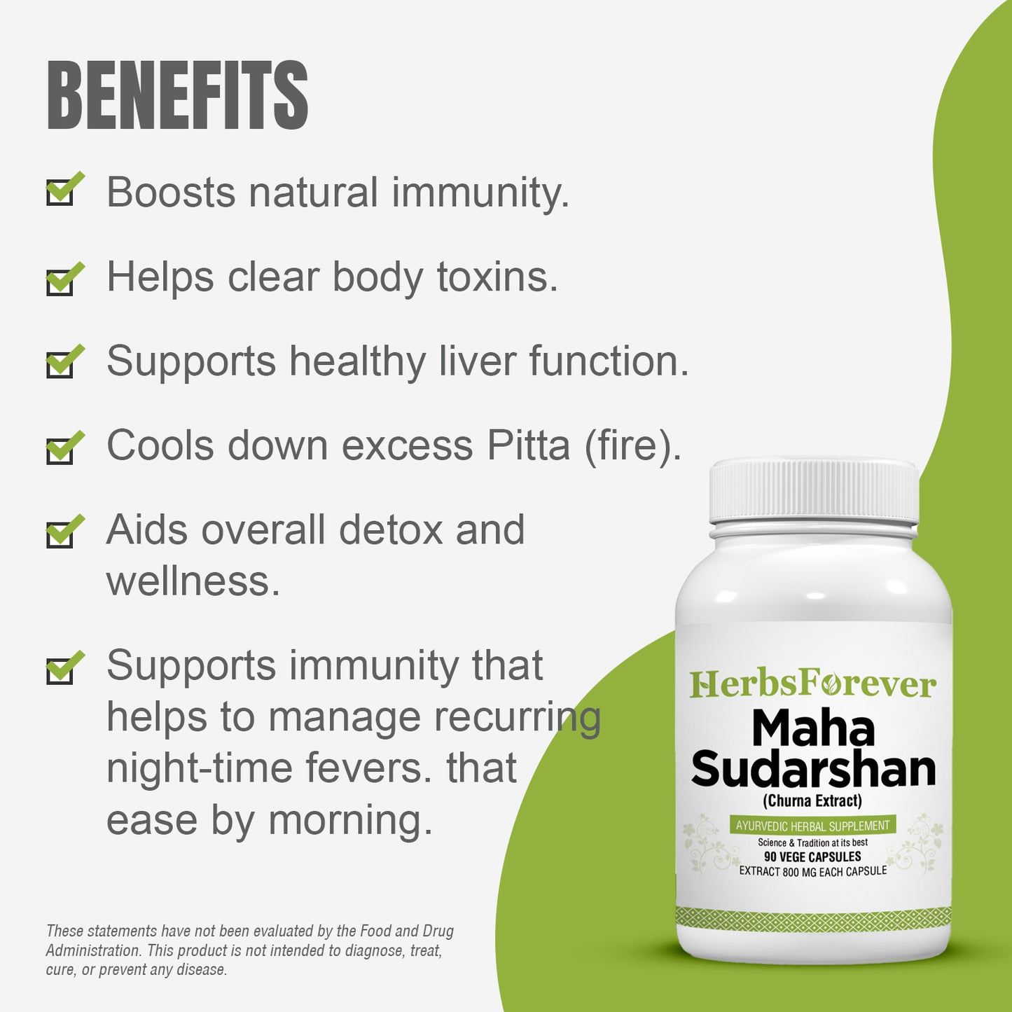 Mahasudarshan Vati - Ayurvedic Herbal Supplement  - 90 Vege Capsules - 800 Mg Each