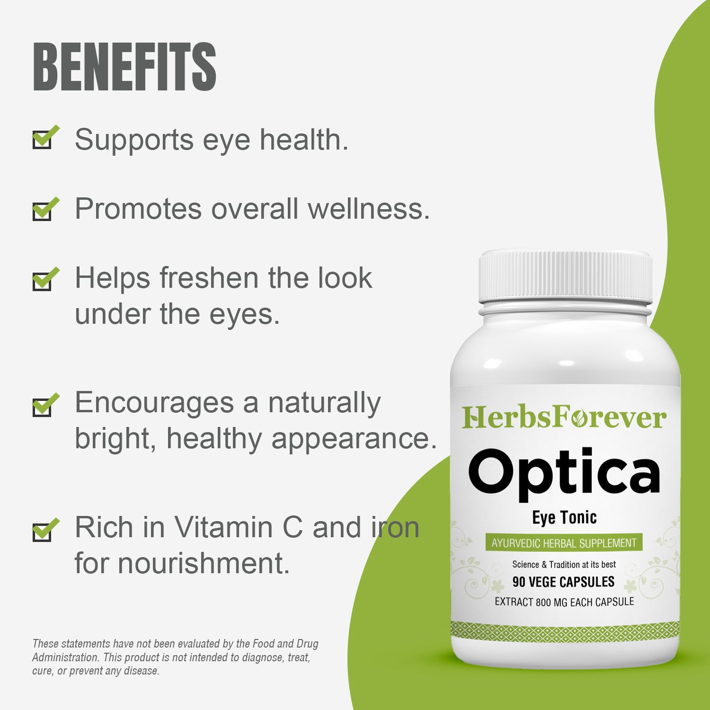 Optica Capsules - Ayurvedic Herbal Supplement – 90 Vege Capsules – 800 Mg Each