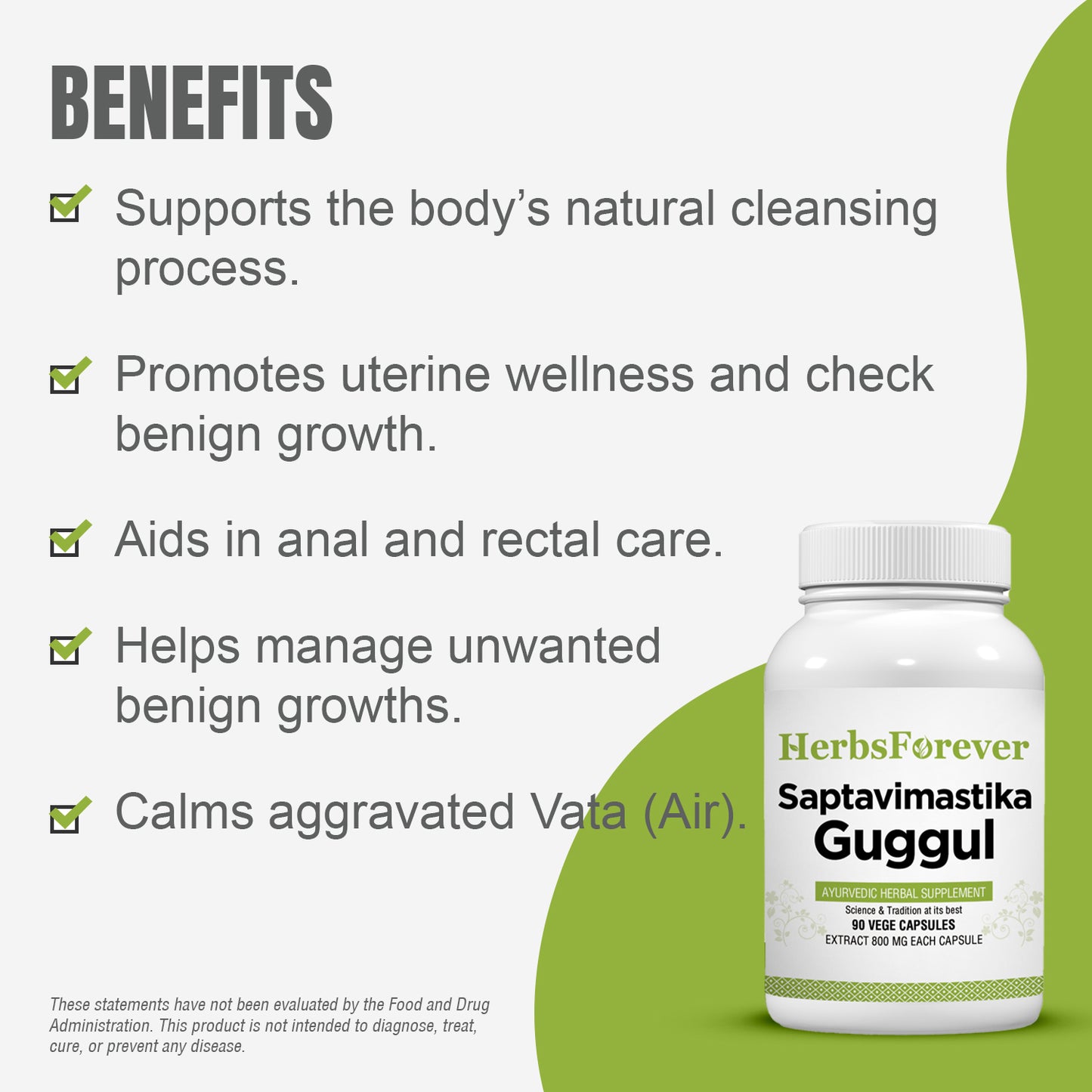 Saptavimastika Guggulu - Ayurvedic Herbal Supplement - 90 Vege Capsules - 800 Mg Each
