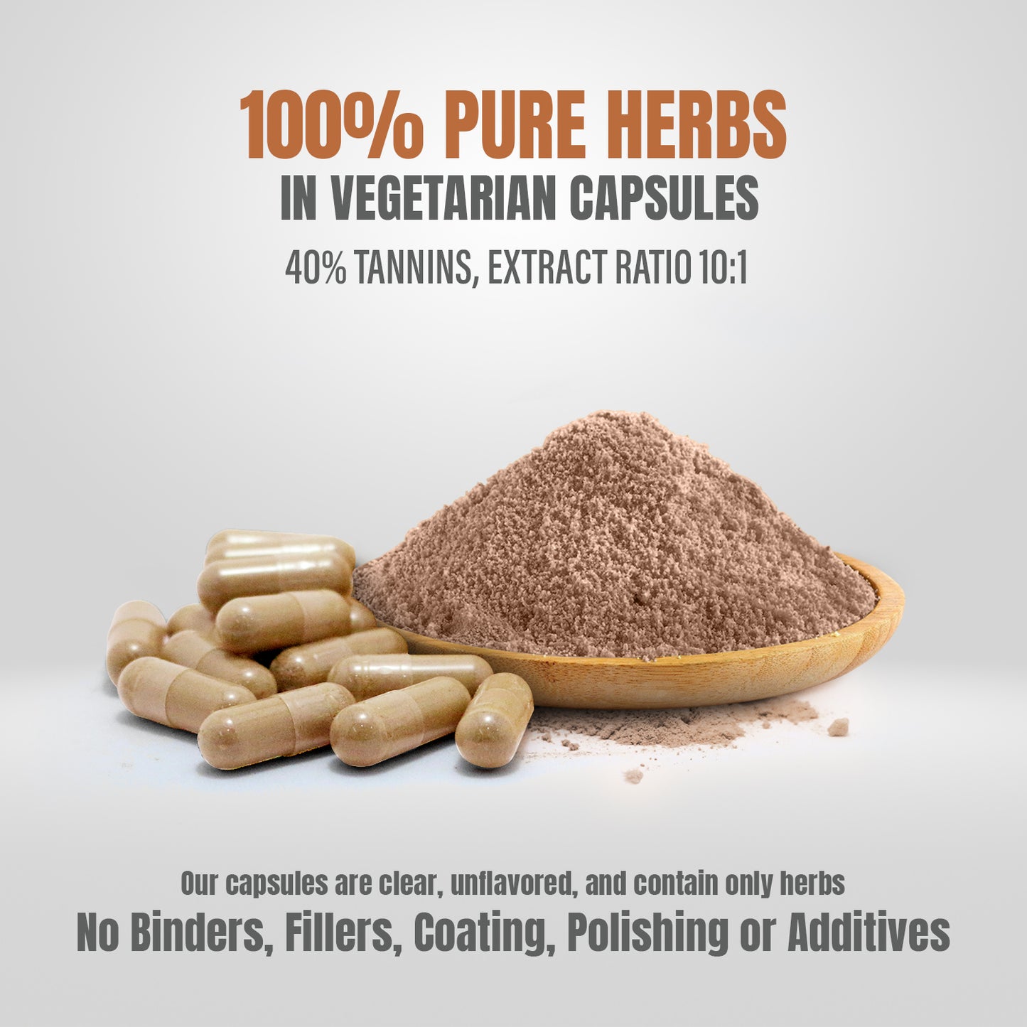 Arjuna Capsules - Terminalia Arjuna - 40% Tannins - Extract Ratio 10:1 - 60 Vege Capsules - 850 mg each