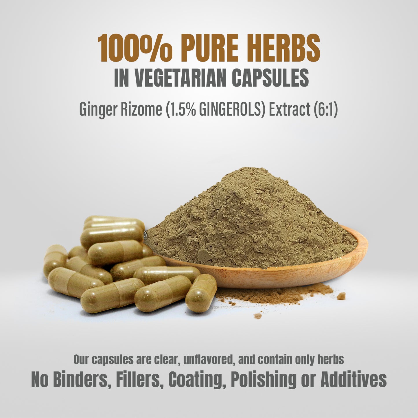 Ginger Capsules - ZingiberOfficinale - 1.5% Gingerols - Extract Ratio 6:1 - 90 Vege Capsules - 700 mg each