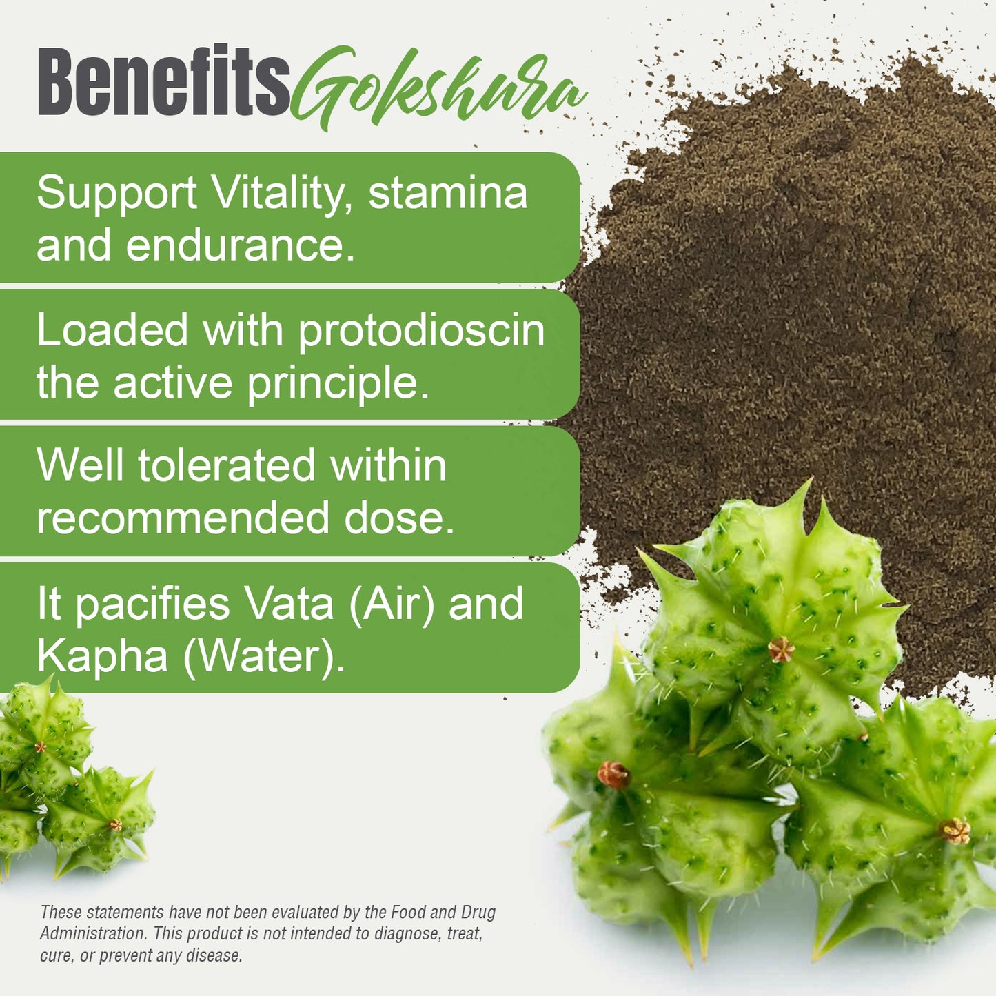 Gokshura Powder (Tribulus Terrestris) - Non GMO - Vegan - (454Gms - 1LBS)