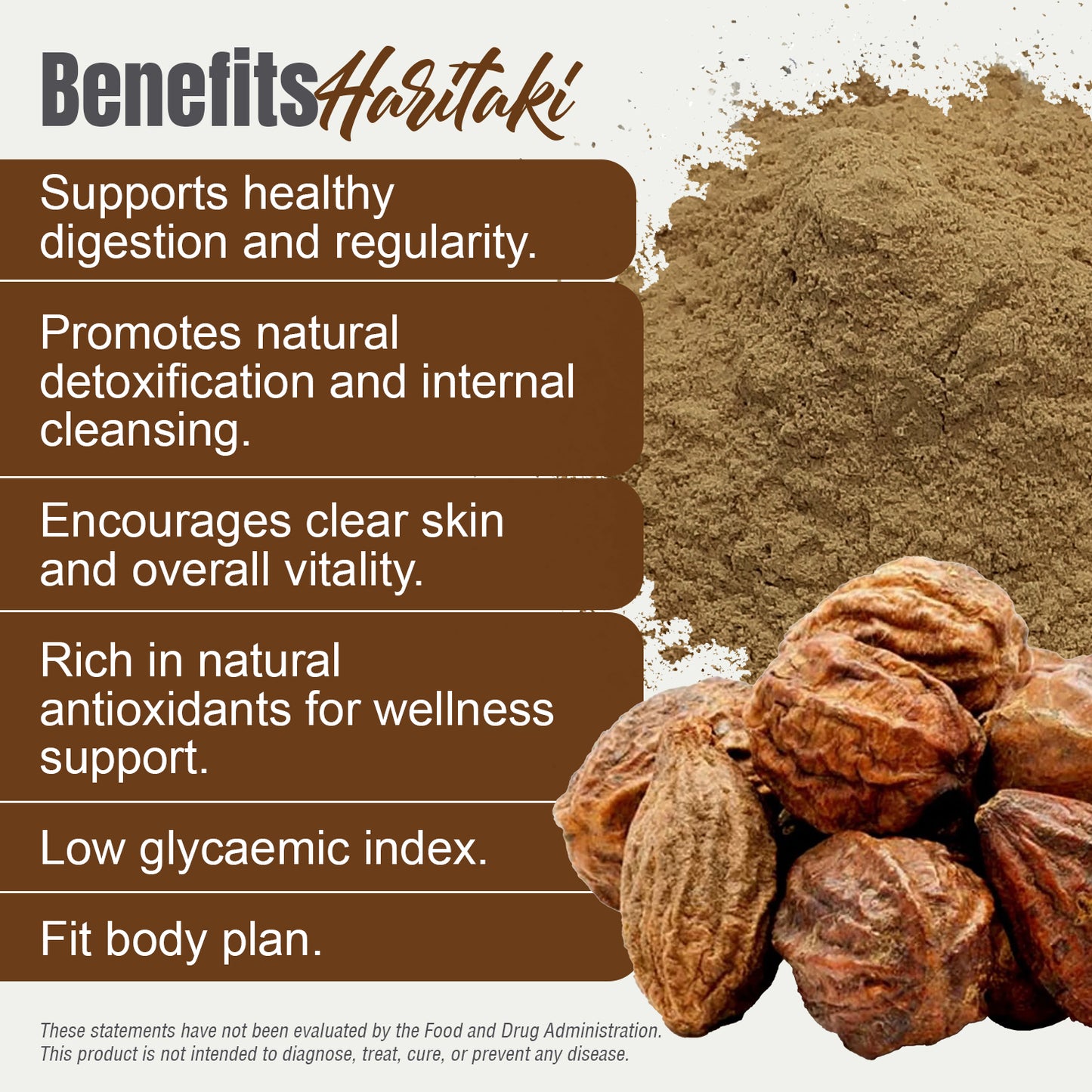 Haritaki Powder (Terminalia Chebula) – Non GMO – Vegan – (454 Gms – 1LBS)
