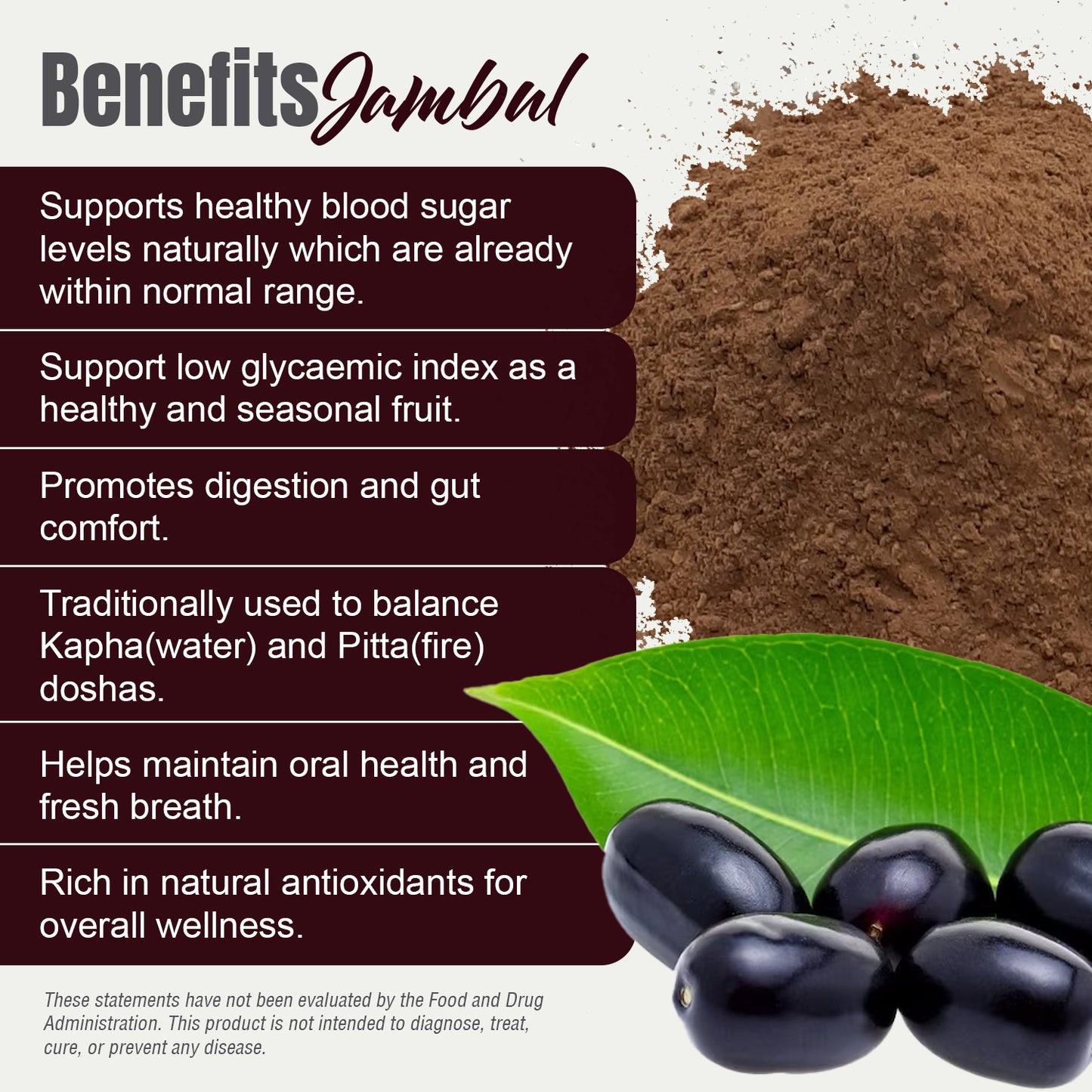 Jambul Powder - (Eugenia jambolana) - Non GMO - Vegan - (230Gms - ½ LBS)