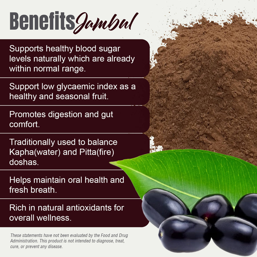 Jambul Powder - (Eugenia jambolana) - Non GMO - Vegan - (230Gms - ½ LBS)
