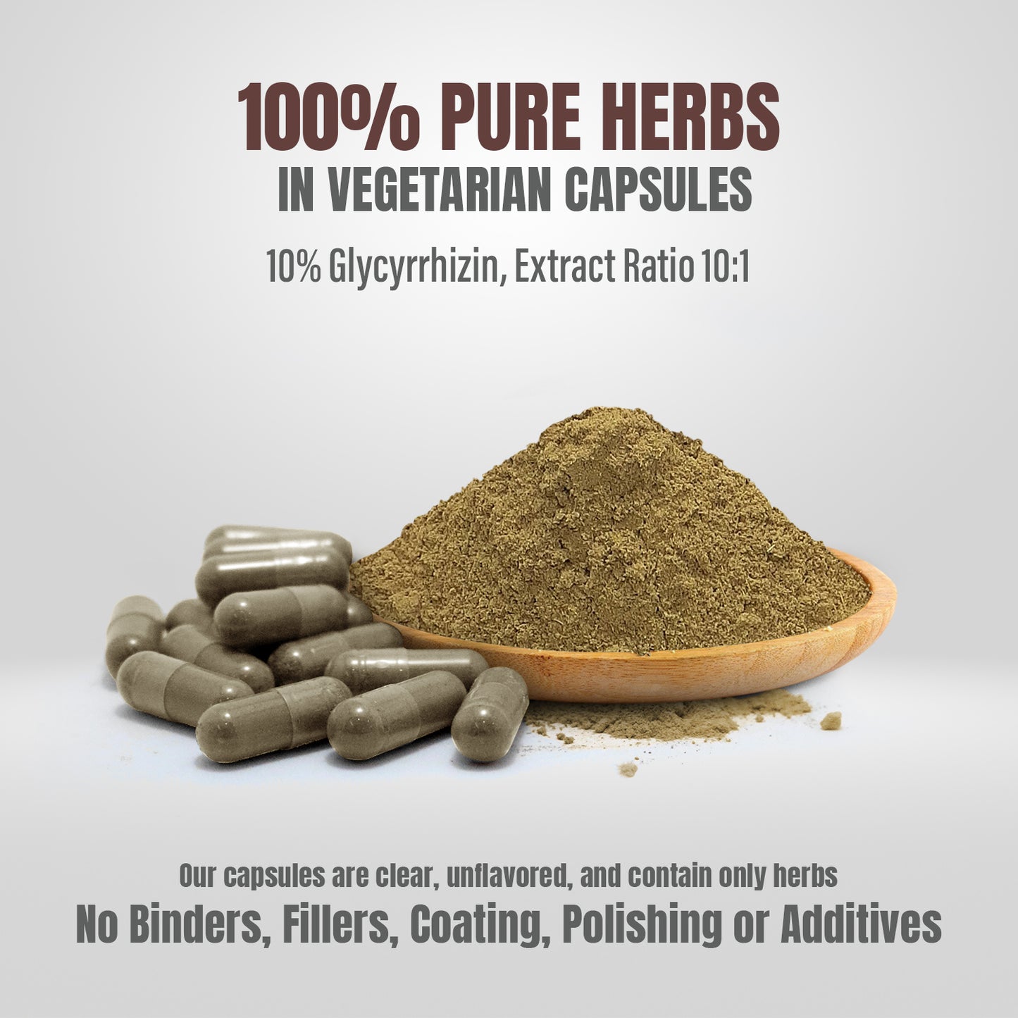Licorice Capsules – Glycyrrhiza Glabra - 10% glycyrrhizin - Extract Ratio 10:1 - 60 Vege Capsules - 800 mg each