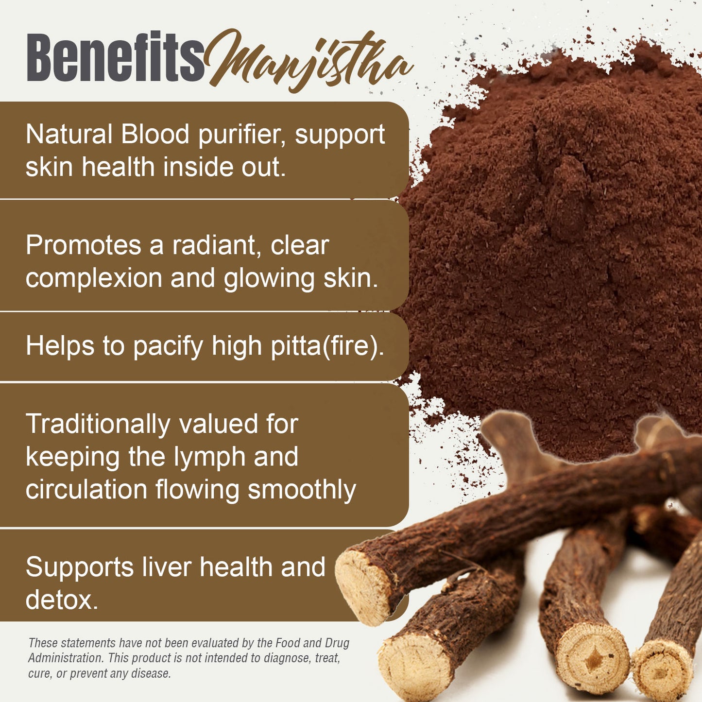 Manjistha Powder (Rubia Cordifolia) - Non GMO - Vegan - (454 Gms - 1LBS)