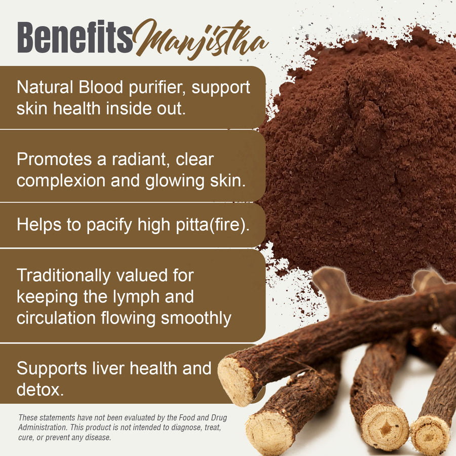 Manjistha Powder (Rubia Cordifolia) - Non GMO - Vegan - (454 Gms - 1LBS)