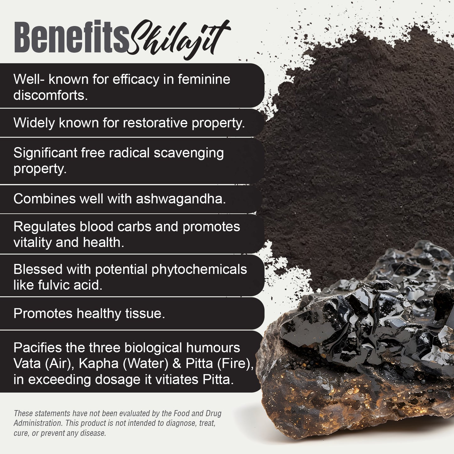 Shilajit Powder (Mineral Pitch) - Vegan - (230Gms - ½ LBS)
