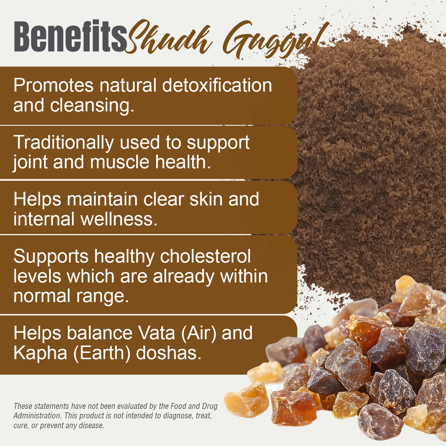 Shudh (Purified) Guggul Resin Powder – (Commiphora Mukul) – Non GMO - Vegan – 230 Gms - ½ LBS