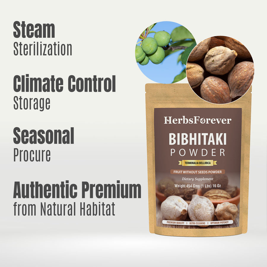 Bibhitaki Powder (Terminalia Bellerica) - Non GMO - Vegan - (454 Gms -1 LBS)